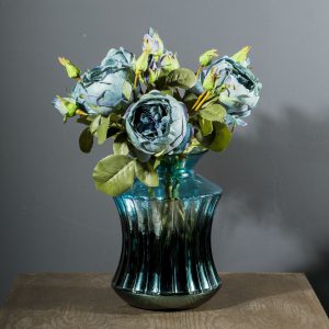 گلدان شیشه ای آبی - خرید گلدان دکوری - گونای هوم- تزئین داخلی